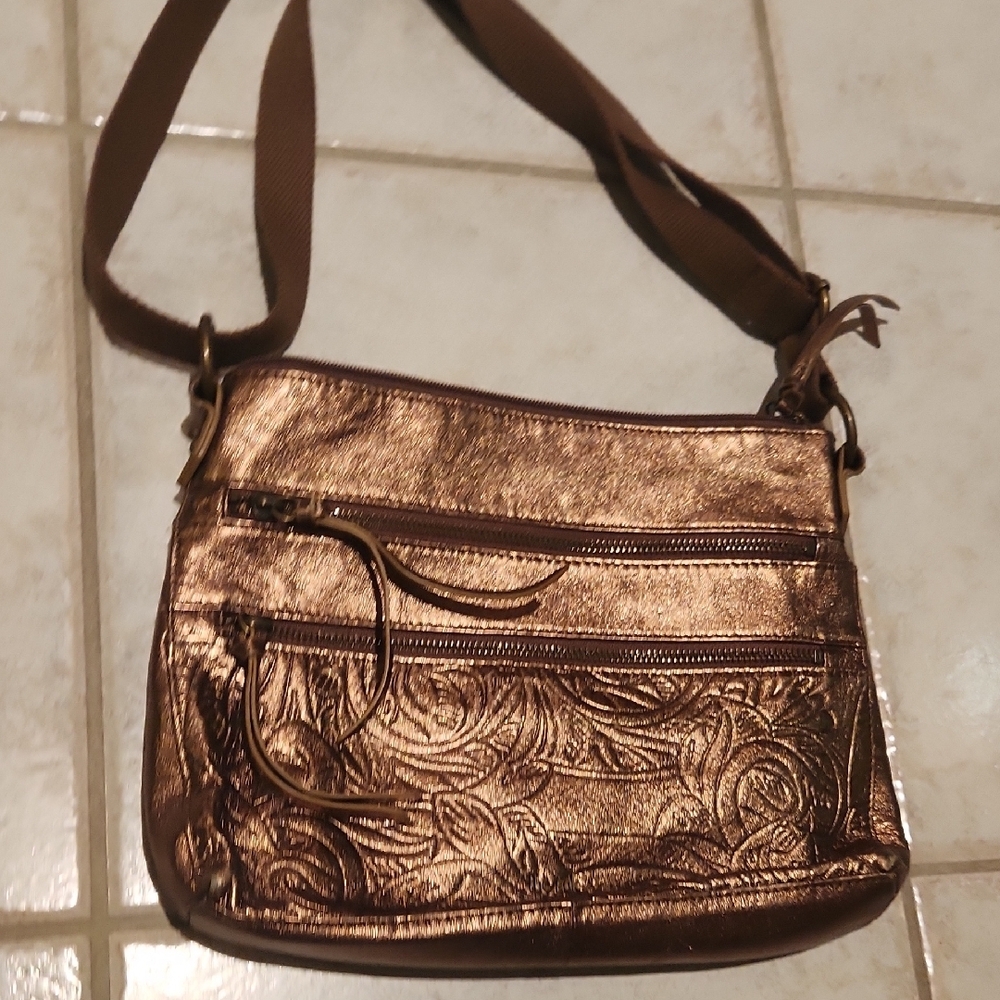 The Sak Metallic Brown Floral Crossbody Bag - Picture 9 of 17